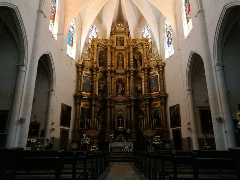 Main altar inside the Sant Joan Baptista church in Muro.