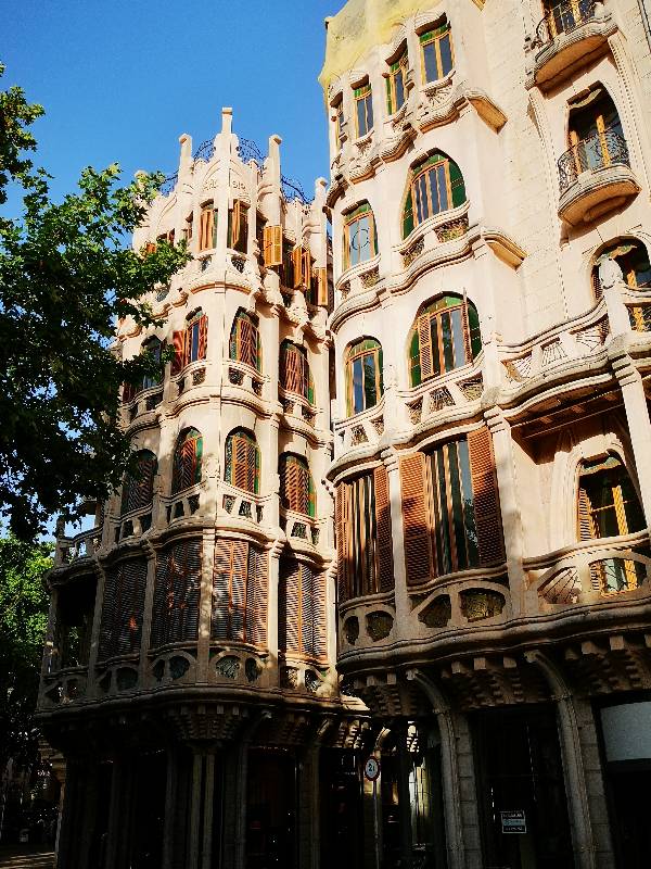 Cas Casasayas and Pension Menorquina building in Palma, Mallorca, with its beautiful Art Nouveau architecture. 