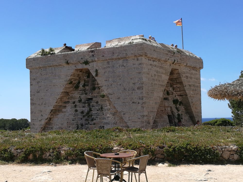Old coastal fortress of Castell de sa Punta de n'Amer in Mallorca, Spain.