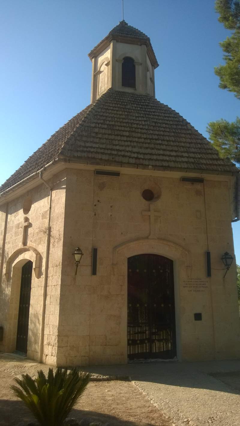 Peaceful hilltop chapel of Ermita del Sant Crist de la Salut del Remei near Llubi village, Mallorca, Spain.
