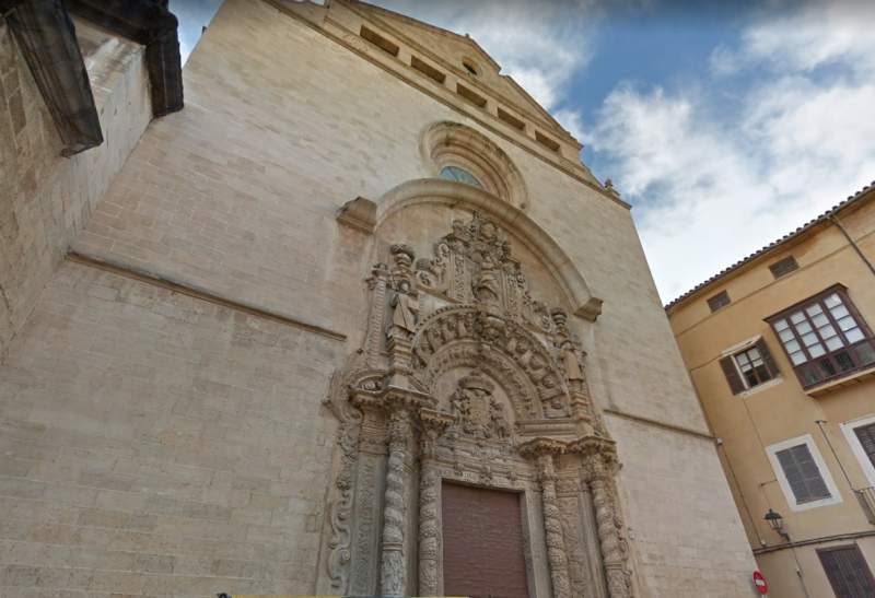 Beautiful baroque entrance of the Monti-Sion church in Palma, Mallorca.