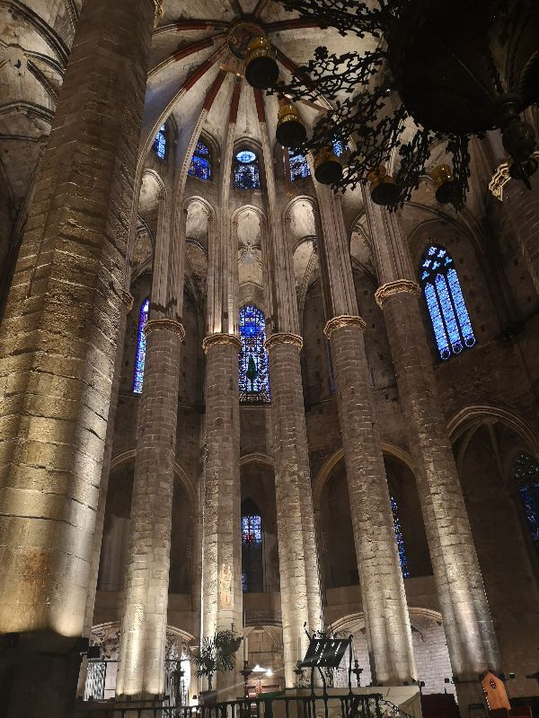 Interior view of the church of Santa Maria del Mar in Barcelona city, Spain.