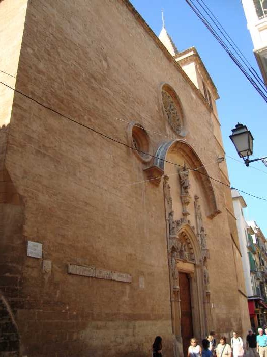 Main facade and entrance of the Sant Miquel church in Palma city, Mallorca.