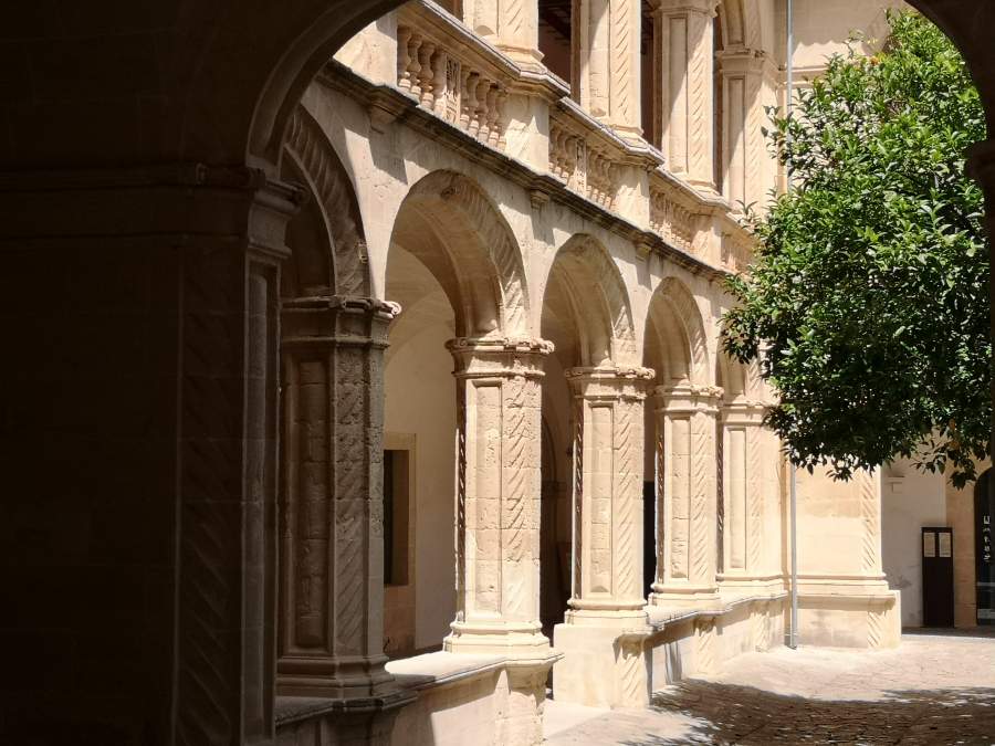 beautiful cloister surrounding the courtyard of the Sant Vicenc Ferrer convent in Manacor, Mallorca.