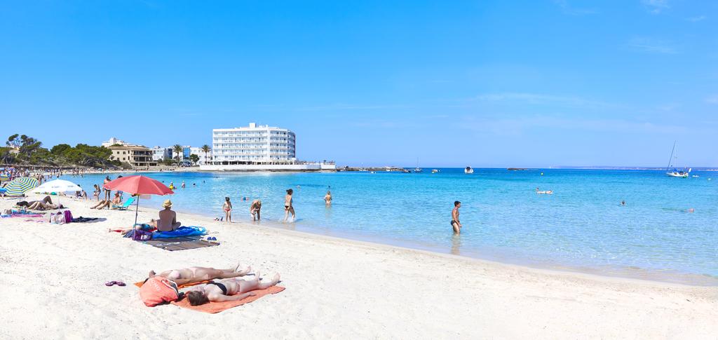 Summer on a beach in Colonia de Sant Jordi, Mallorca island, Spain.