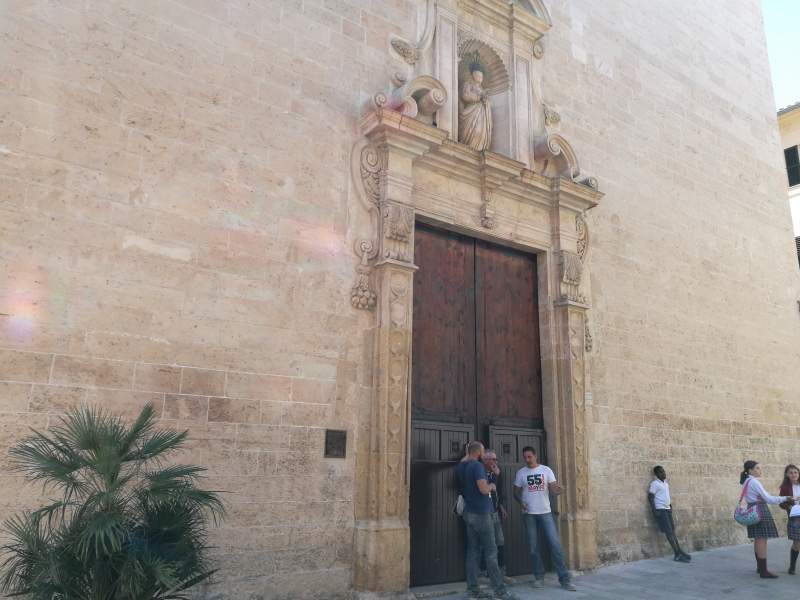 Baroque facade of the Convent of Conception in a street in Palma, Mallorca.
