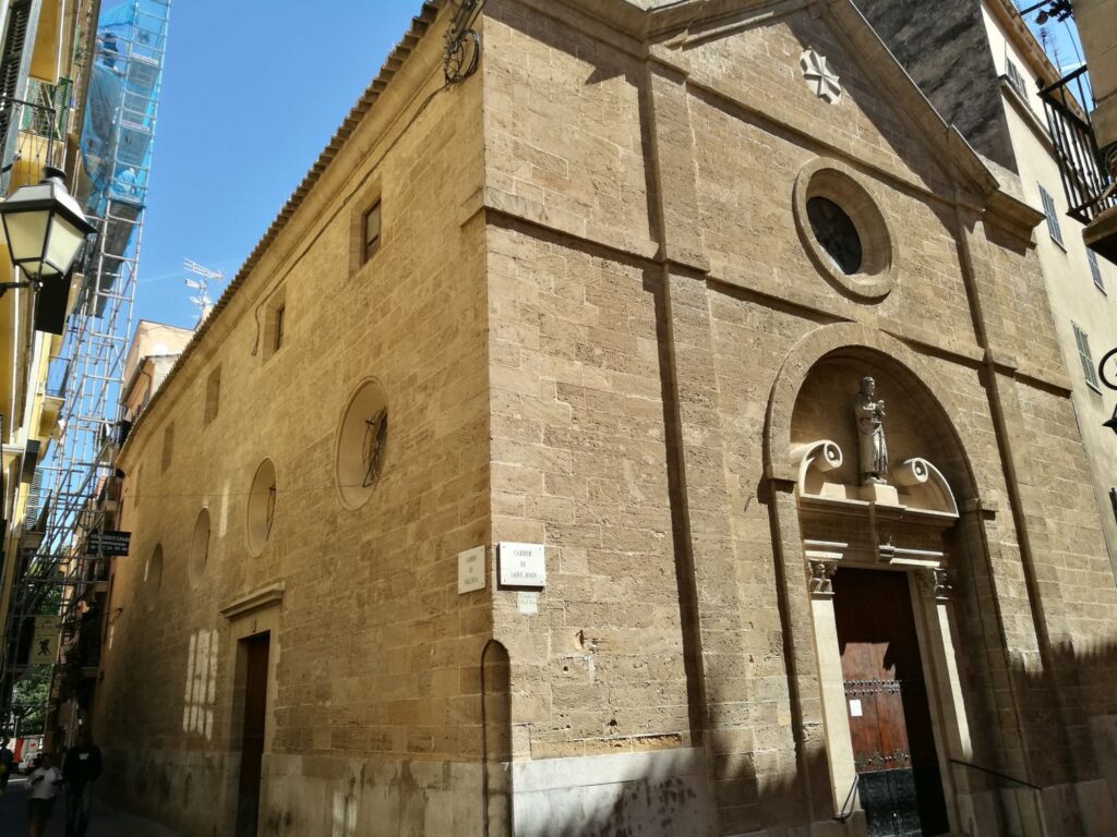 Baroque facade of the church of Saint John of Malta in Palma, Mallorca.