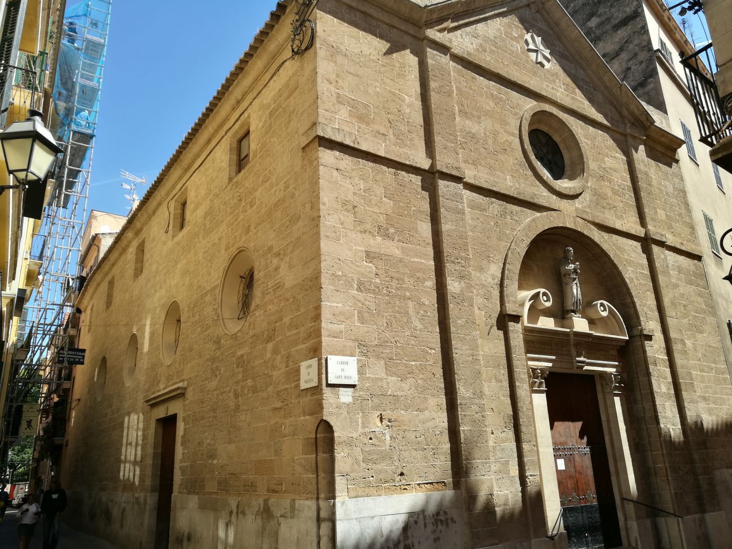 Baroque facade of the Saint John of Malta church in Palma, Mallorca.