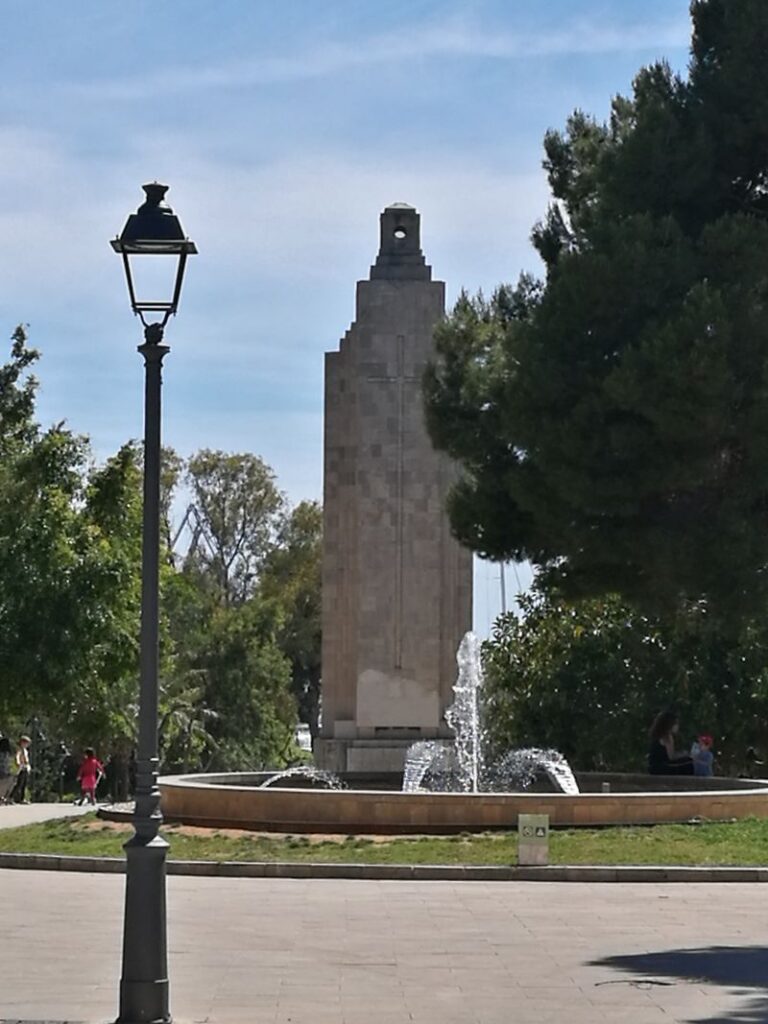 Big memorial monument in a park in Palma commemorating the cruiser ship Baleares.
