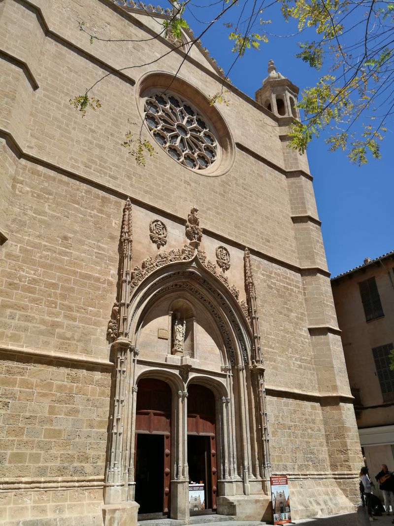 Baroque entrance of the Sant Nicolau church in Palma city, Mallorca.