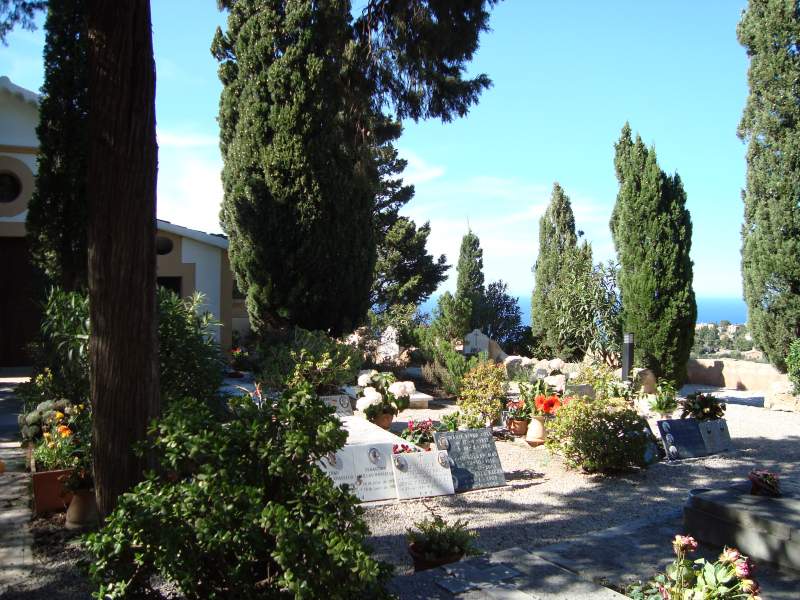 Peaceful cemetery next to the hilltop church in Deia village.