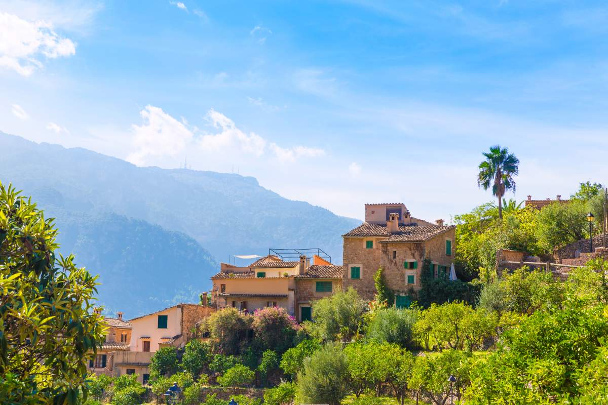 Beautiful picturesque village of Fornalutx in the Tramuntana mountains, Mallorca island, Spain.