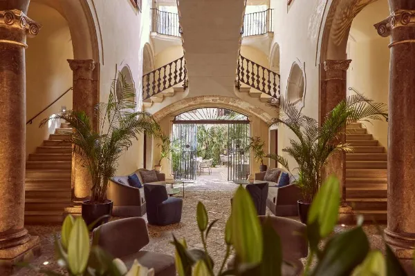 Beautiful patio of luxury hotel Palacio Can Marques in Palma de Mallorca, Spain.
