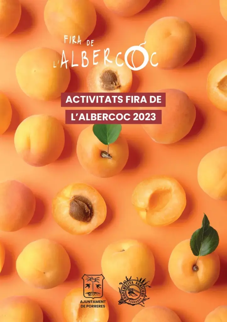 Poster and advertising for the '23 apricot fair in Porreres village, Mallorca, Spain.