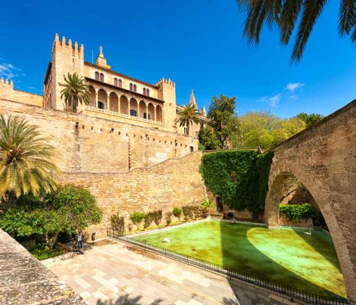 Royal castle of Almudaina Palace in Palma, Mallorca.