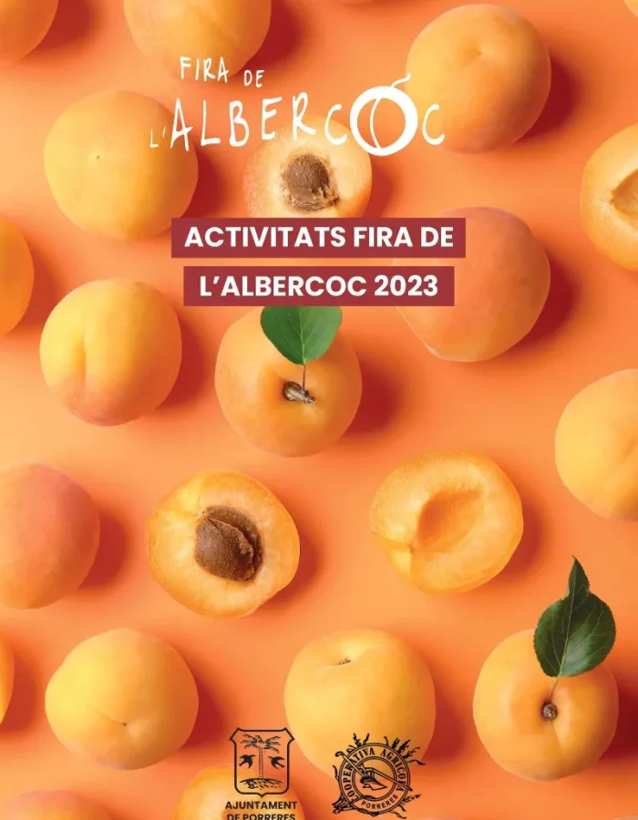 Poster and advertising for the '23 apricot fair in Porreres village, Mallorca, Spain.