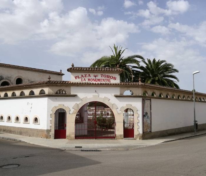 Old bullring of Placa de Toros La Monumental in Muro village, Mallorca island.