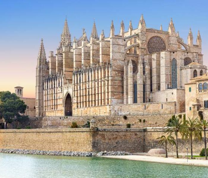 Palma cathedral La Seu with Gothic architecture, Mallorca, Spain.