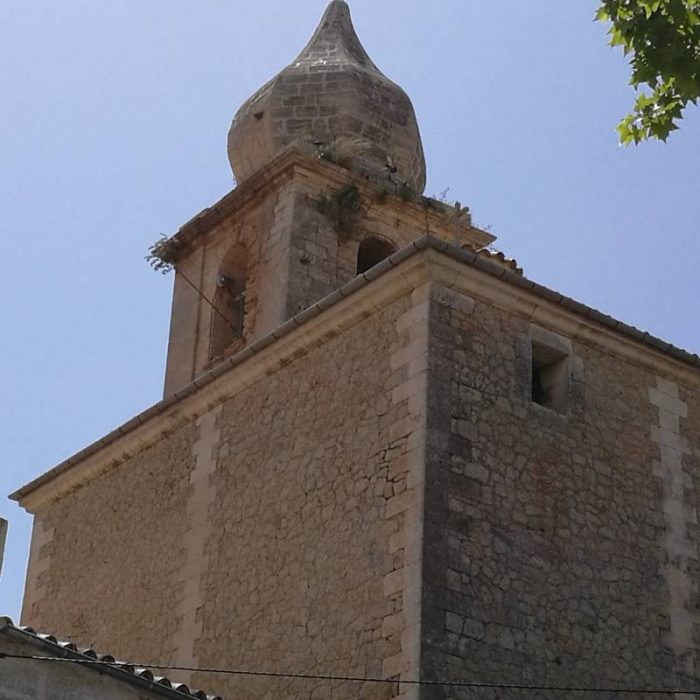 Bellfry on top of the church of Maria de la Salut village, Mallorca.