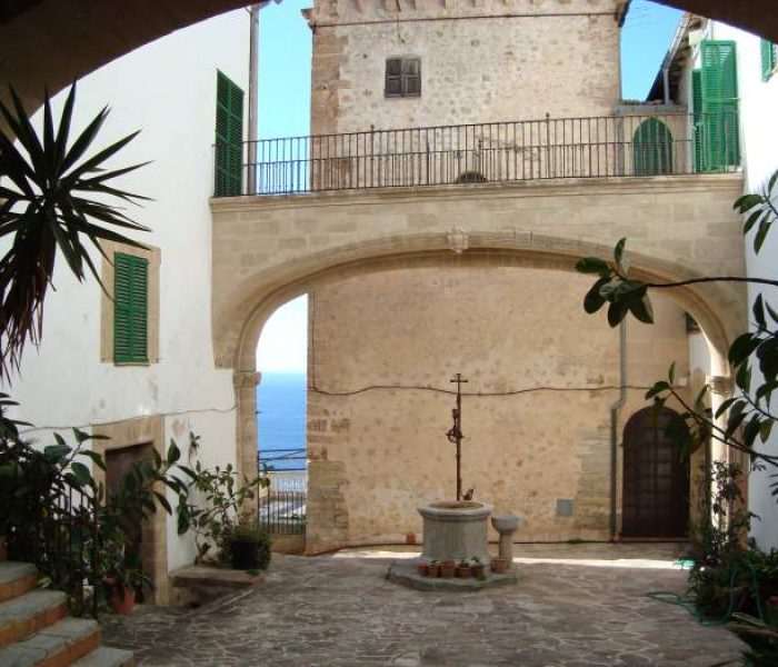 Small patio and courtyard of the Baronia estate in Banyalbufar village, Mallorca.