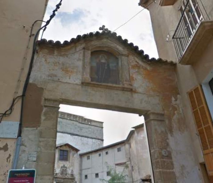 Entrance portal to the medieval convent of Santa Clara in Palma's old town, Mallorca.