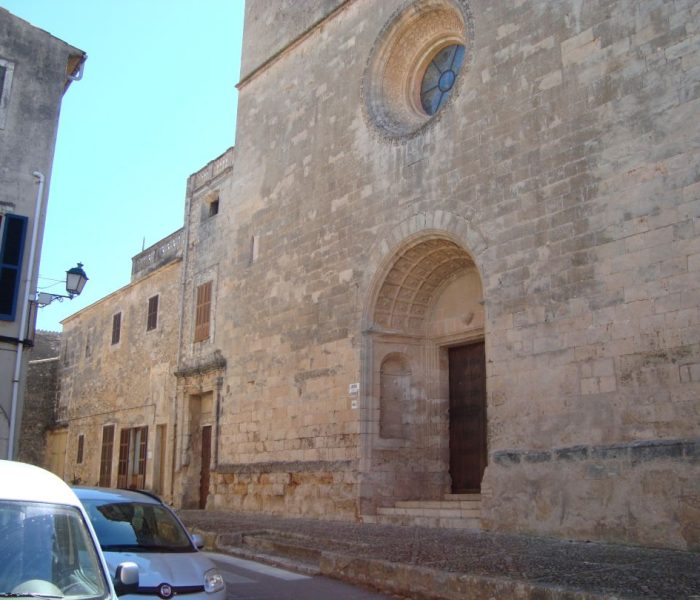 Front of the Franciscan convent of Sant Bernadi in Petra village, Mallorca, Spain.