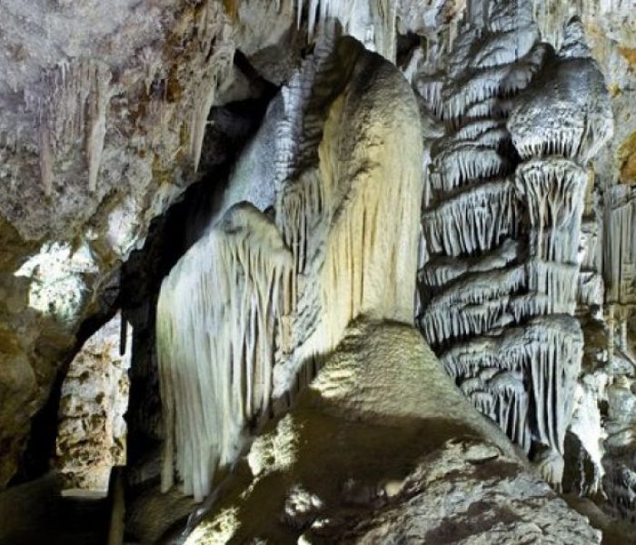 Underground stalactite caves and attraction of Cuevas de Campanet, Mallorca island, Spain.