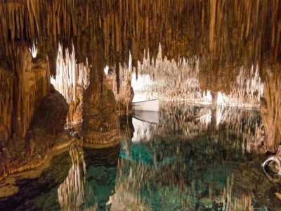 Cuevas del Drach with Europe's largest underground lake in Porto Cristo, Mallorca.