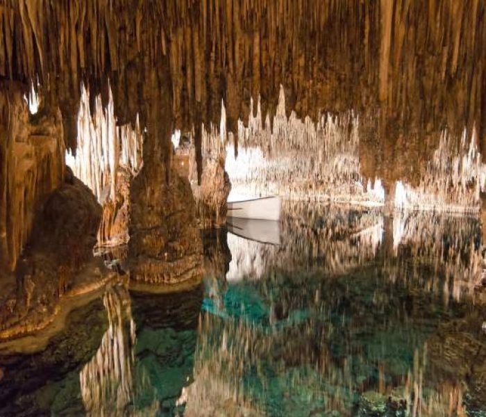 Cuevas del Drach with Europe's largest underground lake in Porto Cristo, Mallorca.