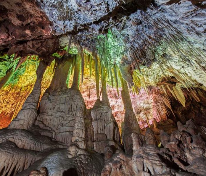 Stalactite caves of Cuevas del Hams in Porto Cristo, Mallorca island.