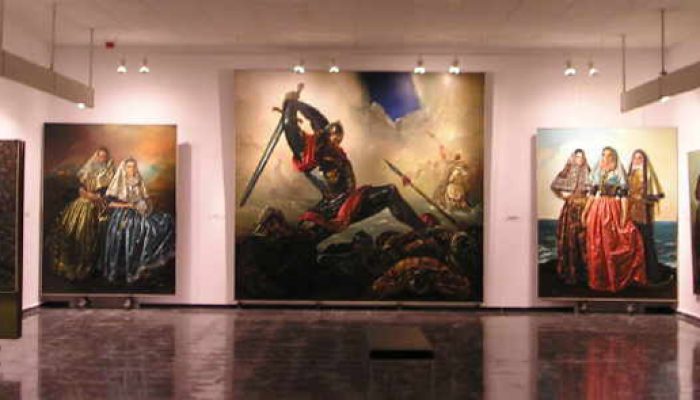 Art on the walls at the Kristian Krekovic museum in Palma, Mallorca.