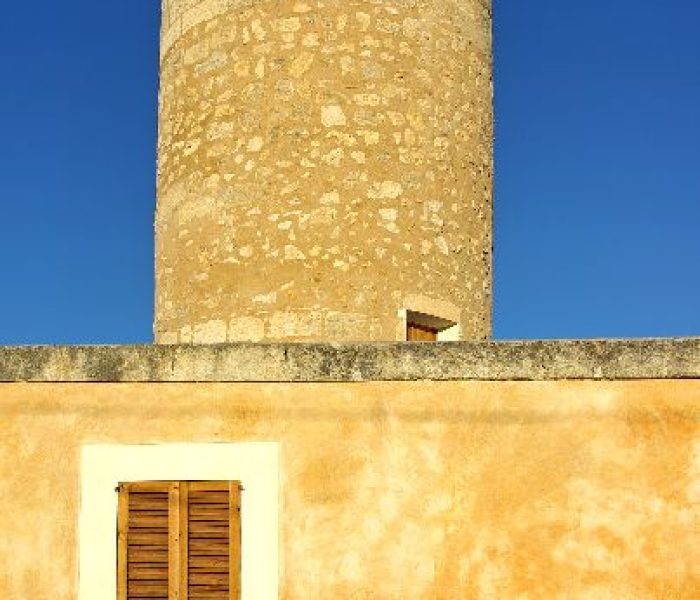 Old mill tower in Montuïri village, Mallorca.