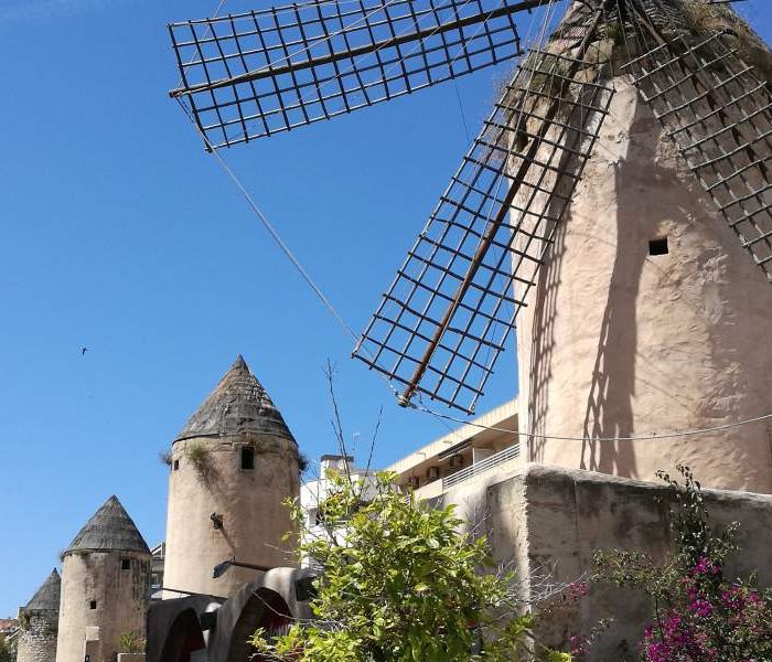 Mills at the mill museum in Palma, Mallorca.