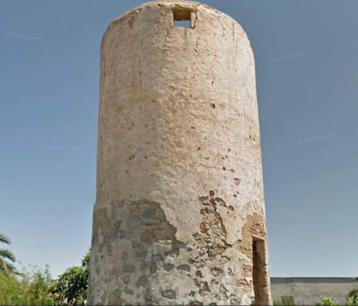 Old mill tower of the Moli Leu flour mill in Arta.