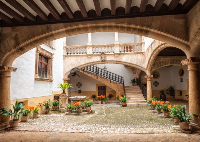 Beautiful inspirational courtyard of the Ca'n Oleza mansion in Palma city, Mallorca.