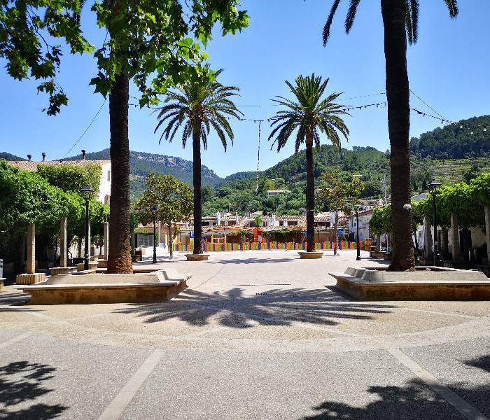 Public park of Placeta del Jardinet in the center of Esporles village, Mallorca island.