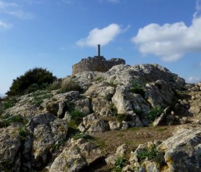 Ancient watchtower and lookout of Sa Talaia on the Alcanada headland of Mallorca.