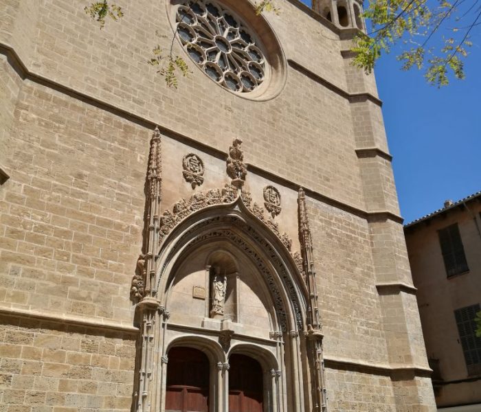 Baroque entrance of the Sant Nicolau church in Palma city, Mallorca.