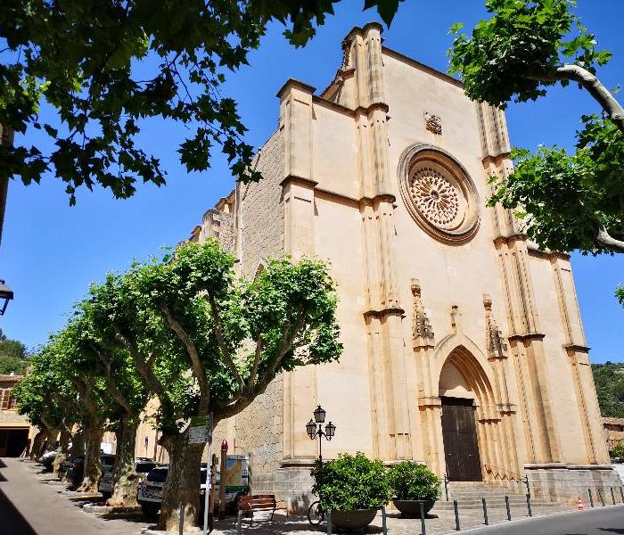 Neo-Gothic church of Sant Pere in Esporles village, Mallorca.