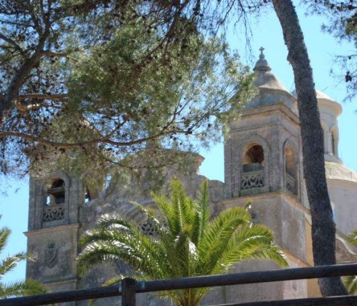 Church and former monastery of Santuari de Bonany on a mountain in Mallorca, Spain.