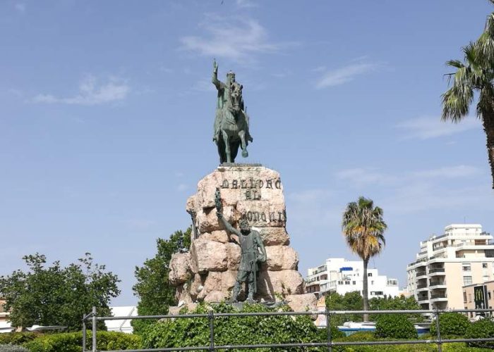 Statue of king Jaume I the Conquoerer, on Placa d'Espanya in Palma city, Mallorca.