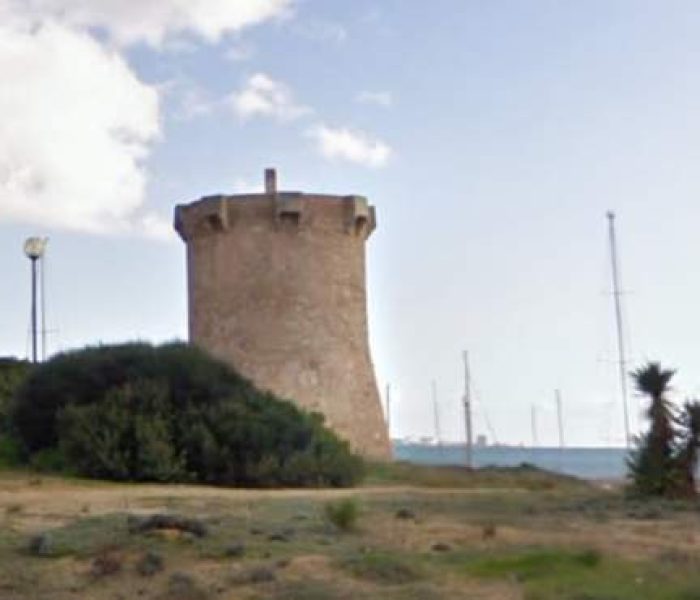 Old coastal watchtower of Son Durí near the coast of Campos, Mallorca.